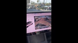 Caught on my Tesla’s dash cam Motorist loses control of bike and almost slams into my Tesla. IG Krissyonfire TikTok krissyenfuego