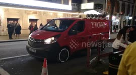 On a packed Friday night in London in London a van spreads bubbles all over Londons West End
