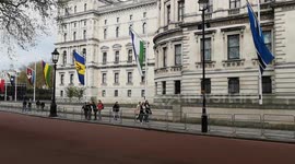 Westminster gets ready for the Kings Coronation flags are now up and down The Mall whilst huge fenced of areas are located around Green Park