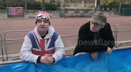 Royal Family superfan John Loughrey and his friend Skye  have already set up camp outside Buckingham Palace ahead of King Charles III's coronation
