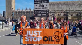 Just stop oil protesters march through Parliament Square an join BLM at The Home Office
