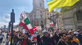 Scores of Iranians and Ukrainians turn out for unified march against Islamic regime in Whitehall