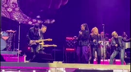 Michelle Obama joins Bruce Springsteen on stage in Barcelona, rocks tambourine and sings 'Glory Days'