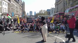 Black Lives Matter sit-in rally in Whitehall - Welcome refugees, London, UK