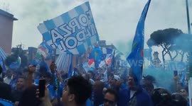 Napoli fans celebrate near Italian Serie A title despite draw