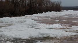 Cool ice shoves on the shores of Lake Superior in Ashland