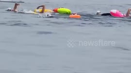 Dozens of environmentalists hold three-day swimming marathon 'to raise marine conservation awareness'