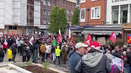 France: Demonstrators Take Streets To Protest Pension Law During Labor Day In Northern France