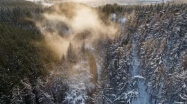 Blanket of snow covers Gortin Glens with stunning misty sunset