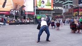 Americans take on the 'rate my touch' challenge in New York City's Times Square