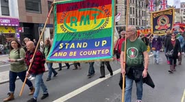 Workers’ rights May Day protest in central London, UK