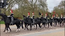 Household Cavalry in Hyde Park rehearsing a few days before King Charle's III Coronation