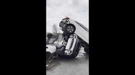 Aftermath video shows cars piled after tornado hit Palm Beach Gardens, Florida