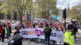 THOUSANDS of teachers on strike, joined by National Education Union joint general secretary Kevin Courtney, staged a loud protest outside the Department for Education, as they continue their strikes over pay.