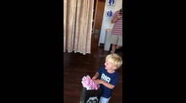 'When two forces met' -  Gentle boy's heart melts meeting newborn sister for the 1st time