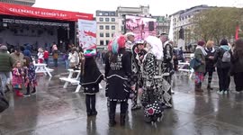 A glimpse of Pearly Kings and Queens at St George's Day 2023 celebrations in Trafalgar Square