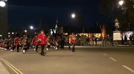 Soldiers fill the streets of Westminster as part of full military rehearsals ahead of the King's coronation