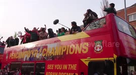 Ryan Reynolds and Rob McElhenney join Wrexham's trophy parade through city