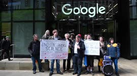 Stop censoring science! protest at Google office in London, UK