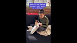 Woman goes through 4 different emotions while unboxing her birthday surprise