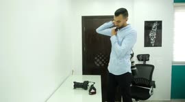 A Palestinian journalist photographer Moutasem brother of Journalist Yasser Murtaja's who was shot killed by Israeli forces during protests at the Gaza-Israel border on 2018, works at his office during World Press Freedom Day in Gaza city