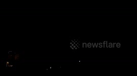 Israeli missile attack illuminates night sky in Gaza Strip