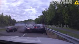 Officer leaps for his life to avoid oncoming car driving at 120mph in Virginia