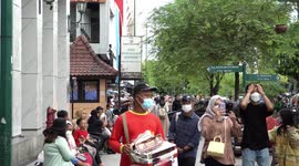 Crowded at Malioboro Street in the city of Yogyakarta