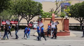 WGA strikers seen in Burbank, California