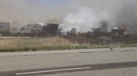 Motorist captures dramatic close-up footage of 72-car pile-up after dust storm wreaks havoc in Illinois