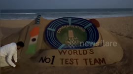 Indian Renowned sand artist created a beautiful sand sculpture with the message