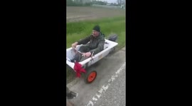 Man stopped by police for driving engine-powered bathtub along road in Russia