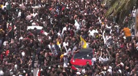 Mourners attend the funeral of three Palestinian shot killed by Israeli security forces during a raid in the West Bank city of Nablus