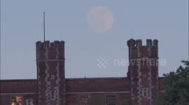 Almost full Flower Moon seen rising in Kent, UK