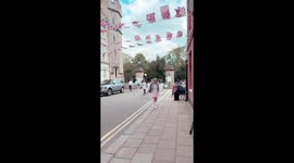 oronation Celebrations: Union Jack bunting by The Long Walk in Windsor by Windsor Castle