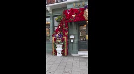 Coronation display at The Ivy in Windsor, located by Windsor Castle