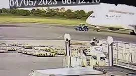 Plane collides with aircraft tug when towbar snaps during towing in Colombia