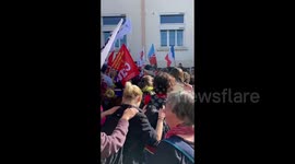 Demonstrations against pension reform in Saintes, France