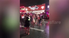 Power transformer explodes during Thai political party's parade along street lined with bars and nightclubs