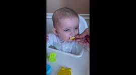 Little baby has an adorable reaction on tasting lemon for the first time