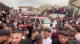 Mourners carry the bodies of 3 Palestinian who was shot killed by Israeli forces outside a hospital after being handed over by the Israeli authorities in the West Bank city of Nablus