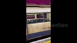 Video shows subway carriage with windows 'smashed out' after 'fire' incident on London Underground