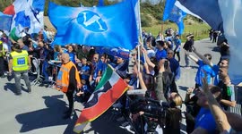 Napoli fans, await celebrating the arrival of the team at the training center of Castel Volturno, after the match of the Italian SerieA championship between Udinese - Napoli with final result Udinese 1, Napoli 1, winning the victory of the Italian SerieA
