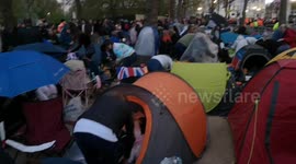 Rain hits those people who are camping out at the Mall to see King Charles 3rd Coronation
