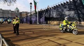 Horseguards Parade in Whitehall becomes the ultimate car park as guests from all over the world are bused from the Buckingham  Palace to Horseguards Parade to get their cars