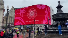 King Charles III coronation tribute in Piccadilly Circus