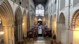 400+ people singing the God Save the King in St Albans Cathedral after the coronation of King Charles III