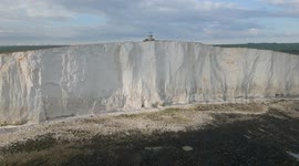 Drone 4k footage of Beachy Head and Belle Tout Lighthouses in the Seven Sisters National Park, East Sussex, UK