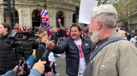 Anti Royalists, Protest during King Charles III Coronation Procession in Trafalgar Square.