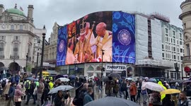 King Charles III coronation tribute in Piccadilly Circus